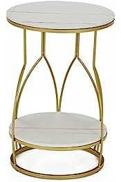 Table de meubles en métal moderne avec dessus en marbre pour décor de table de bureau de restaurant de salon couleur blanche et marron tables modernes - Product Image 4