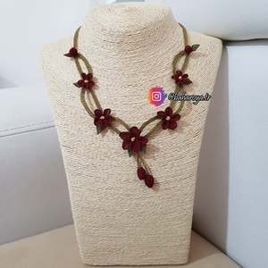 Igne Oyası Colliers de mode perlés Sarmaşık Kolye Bordo - Product Image 1