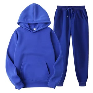 Ensemble 2 pièces vêtements de sport d'hiver pour hommes, couleur unie, sweat-shirt à capuche, pantalon taille élastique, taille moyenne, épaissi, manches longues, respirant - Product Image 3