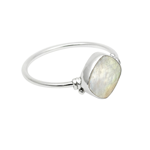 Fabulous Look 925 Sterling Silver Natural Rainbow <b>Moonstone</b> Cushion Shape Casual <b>Ring</b> for Everyday Wear Handmade Jewelry India - Product Image 1