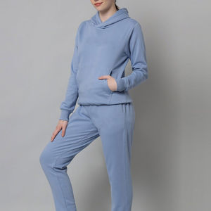 Ensemble de survêtement d'hiver tendance pour femme, jogging à manches longues, blocs de couleur, haute qualité, vente en gros, logo personnalisé 2025, 100% coton, ensemble 2 pièces - Product Image 3
