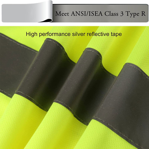 Hi VIS เสื้อเซฟตี้สะท้อนแสงสำหรับผู้ชาย, เสื้อเซฟตี้ความปลอดภัยบนท้องถนนเสื้อแขนสั้นสำหรับใส่ทำงาน - Product Image 4