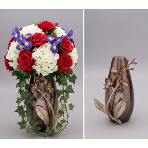 Florero Moderno de Metal Plateado Martillado con Tapa de Nenúfar Dorado para Decoración del Hogar y Centros de Mesa para Bodas al Mejor Precio - Product Image 2