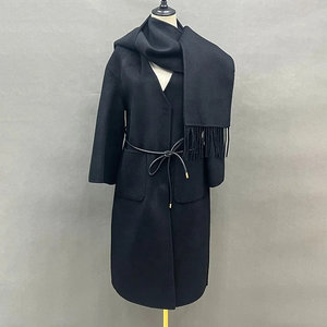 Abrigo de Cachemira de Doble Cara con Forro de Piel de Zorro, Largo y Acolchado con Lino, Apto para Invierno y Otoño, Estampado y Relleno de Lana - Product Image 3