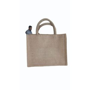 Sac de transport en jute marron de 4,5 kg avec fermeture éclair, taille moyenne, longue poignée d'épaule, pour aliments, publicité, usage quotidien, sac de plage - Product Image 3