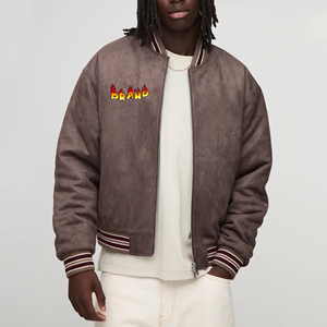 Chaqueta Bomber Deportiva de Lana Pura para Hombre, Estilo Universitario, Personalizable, Talla Grande, Ligera, Transpirable, con Cuello Alto - Product Image 1