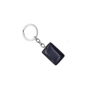 Llavero de cristal de alta calidad, llavero rectangular de piedra dorada azul, llavero de piedra natural, regalos para mujeres, mayorista de llaveros - Product Image 1