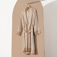 Albornoz de algodón unisex, tejido de lino ligero, transpirable, secado rápido, sólido, primavera, verano, todo el año, ropa de dormir de pavo, salón