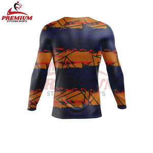 Hombres de manga larga Rash Guard Color sólido de secado rápido transpirable Fitness Wear cómodo para la venta - Product Image 2