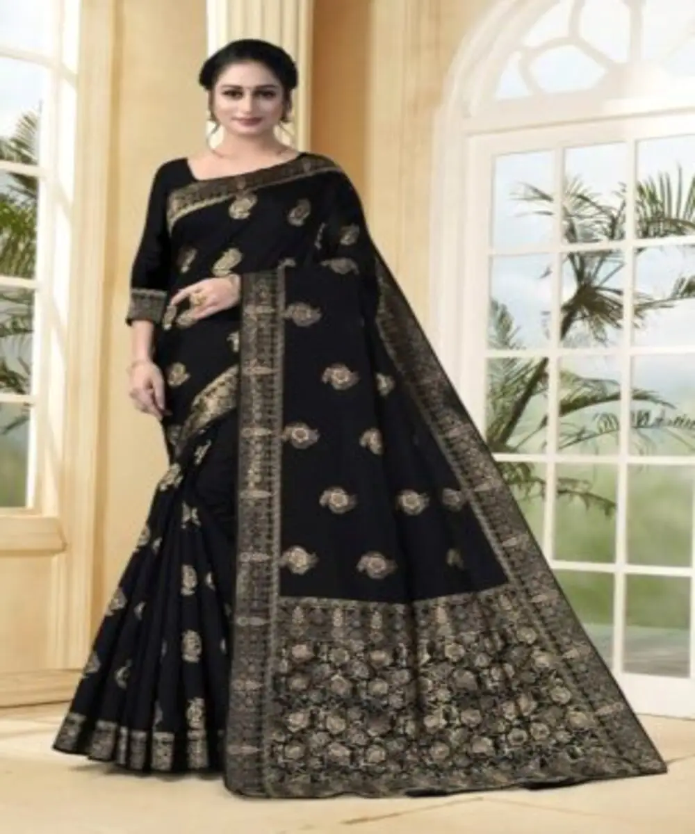 Saris con estampado geométrico con patrones geométricos modernos para un giro contemporáneo en los saris tradicionales.