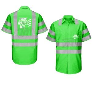 Custom Logo Workwear Set Hi Vis <b>Overall</b> with Button up Shirt Crew Necks Polyester Material for Industrial Safety Outdoor Use - Product Image 2