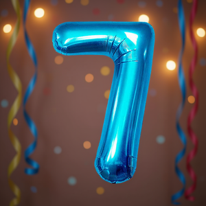 Palloncini Numero Party Love Blu N7 80cm Confezione da 12 pezzi - Product Image 3