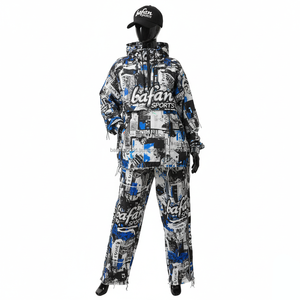 Chándal cortavientos para mujer 190GSM tela de poliéster a prueba de viento ropa para exteriores Logotipo de transferencia de calor personalizado conjuntos cortavientos de talla grande - Product Image 1