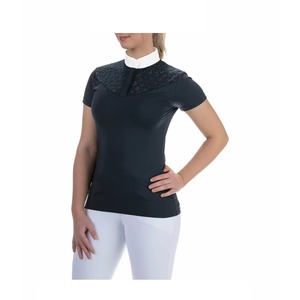 Camisas Ecuestres de Manga Corta para Mujer, Tejido de Punto Sólido Vintage, Transpirable, de Secado Rápido, Color Personalizado - Product Image 3