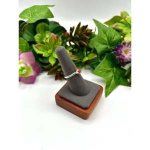 Navajo-Made Natural Coral & Sterling <b>Silver</b> <b>Statement</b> <b>Ring</b> Geometric Gemstone <b>Ring</b> for Everyday Wear Vermeil Rhodium Plating - Product Image 2
