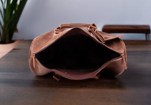 Lujo personalizado cuero de vaca Weekender Duffle Bag cremallera poliéster llevar equipaje para viajes al aire libre gimnasio deportes almacenamiento hombres - Product Image 4