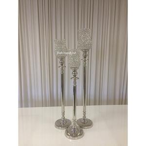 Portavelas de huracán plateado de cristal acrílico brillante de lujo para el hogar y la boda centros de mesa decorados - Product Image 6