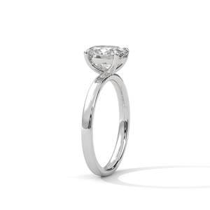 Bague de fiançailles solitaire ovale 1 carat en diamant de laboratoire, fine bague à 4 griffes en or 14k, 18k, 10k ou argent 925, promesse minimaliste - Product Image 4