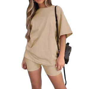 Ensemble 2 pièces décontracté pour femme en coton respirant et léger, avec impression de logo personnalisée, écologique, couleur unie - Product Image 2