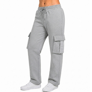 Women's Breathable Loose Fit Mid Waist Casual Fleece Lined <b>Jogger</b> Sweatpants with Velcro Cargo Pockets (S-5XL) - Product Image 4