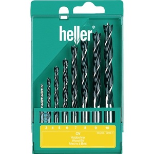 ชุดดอกสว่านเจาะไม้แบบเกลียว HELLER CV 8 ชิ้น ขนาด 3 4 5 6 7 8 9 10 มม. ผลิตจากเหล็ก CV สำหรับงานไม้ - Product Image 1