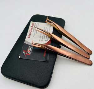 Rose Gold Plain Handle <b>Tweezers</b> With Curved Tip Stainless Steel Customised Logo Printing Beauty Lash <b>Tweezer</b> - Product Image 6