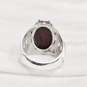 ขายส่งแหวนบุรุษมาใหม่ธรรมชาติมะฮอกกานีแจสเปอร์พลอยแหวนพลอยทุกขนาดเครื่องประดับFine 925 แหวนเงิน - Product Image 6