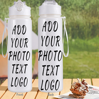 Bouteille d'eau en plastique de 26 oz avec couvercle rabattable, logo personnalisé, réutilisable, transparente, pour le sport, la gym, les voyages, l'extérieur, l'hydratation