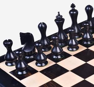 Pièces d'échecs de luxe de style sablier en bois de laurier ébénisé et en bois de laurier naturel, roi de 4,1 pouces à prix abordable - Product Image 4