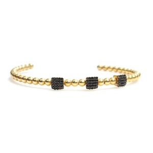 925 Sterling Silver <b>Bracelet</b> with Black Stones <b>Ball</b> Shape for Gift - Product Image 1