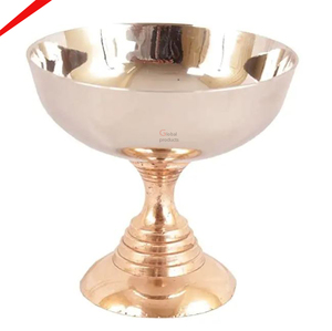 Cuenco de chocolate de forma redonda de metal de cobre de aspecto increíble con soporte para restaurante y bar de hotel - Product Image 1