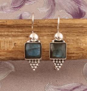 925 Sterling <b>Silver</b> Plated Bohemian Style <b>Earrings</b> Fashionable Blue Labradorite Gemstone Natural Stone Bezel Anniversary Supply - Product Image 6