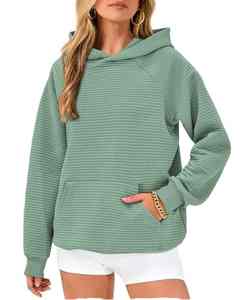 Women's Casual Autumn/Winter Long-Sleeve Sweatshirt Stylish Hooded Pullover Front Pocket Woven New Fashionable Tops for Women - Product Image 1