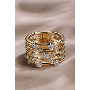 Handmade Islamic 24K Gold Plated <b>Stainless</b> <b>Steel</b> Wedding <b>Ring</b> with Crystals Classic Design Trendy Fashion Jewelry for Women - Product Image 1