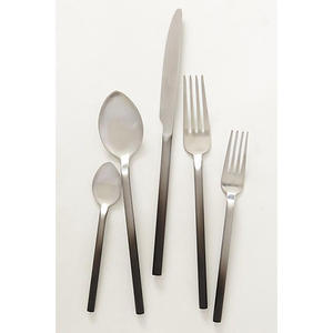 Nouvelles cuillères plaquées or en acier inoxydable, ensemble de fourchettes et de couteaux en argent, droit, épais et rond, ensemble de couverts à poignée - Product Image 5