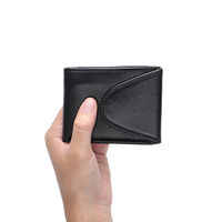 Desainer Logo Kustom Berkualitas Premium Kulit Asli Dompet Pendek Bisnis Pria Dekorasi Bordir Anti RFID Tahan Lama MOQ Rendah