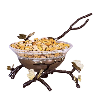 Diseño DE FORMA DE FLOR DE Metal de aluminio, juego de Color plateado de 2 cuencos decorativos para servir comida, fruta, conjunto de lujo, tres cuencos - Product Image 3