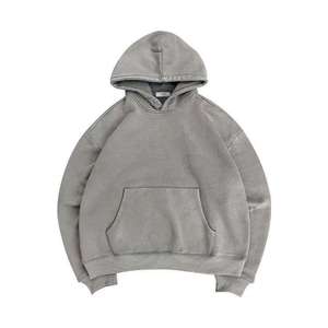 Sweat-shirt à capuche en molleton délavé personnalisé pour homme et femme, streetwear, surdimensionné, vintage, lavé, épaules tombantes - Product Image 1