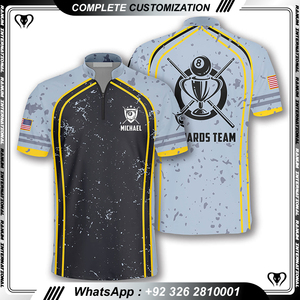 Personalizado para hombre jersey de billar de manga corta para hombre quater zip sublimación impresión Ropa Camisetas - Product Image 5