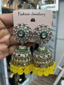 คอลเลคชั่นใหม่ล่าสุดเครื่องประดับอินเดียต่างหู Jhumka Kundan ต่างหูคอลเลกชันใหม่ล่าสุดของผู้หญิงต่างหูมีสไตล์คอลเลกชัน2024 - Product Image 5