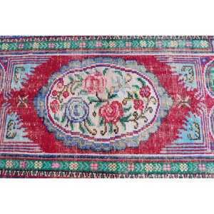 Alfombra Turca Vintage de 2.8x4.9 pies (86x150 cm), Alfombra Roja con Diseño Floral - Product Image 4