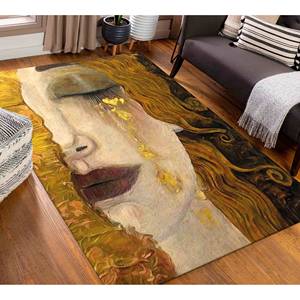 Tapis Golden Tears, Tapis décoratif pour femme, Tapis imprimé Gustav Klimt, Tapis en chenille - Product Image 1