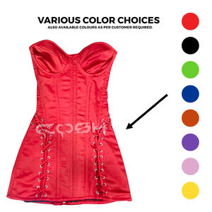 Robe de soirée de style vintage de qualité supérieure, en satin rouge, avec corset et détail de laçage sur le côté, robe moulante - Product Image 4
