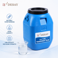Colle PVA transparente à base d'eau 110, adhésif à base d'eau pour machine de scellage automatique de sacs en papier kraft et de boîtes en carton ondulé