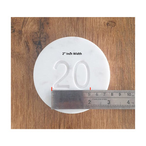 Posavasos de grabado intrincado personalizado Rajasthan indio mármol puro pulido a mano Oficina hogar decorativo té piedra artesanías - Product Image 3