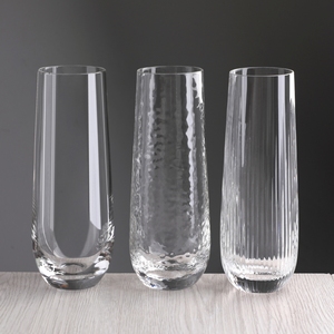 Flûtes à Champagne en Cristal sans Plomb, Modernes, Striées et Martelées, sans Tige, avec Logo Personnalisé, Uniques pour <span class=keywords><strong>Mariage</strong></span> - Product Image 6