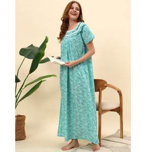 Camisón Elegante de Encaje 100% Algodón con Estampado Floral Victoriano para Mujer, para Verano y Primavera - Product Image 1