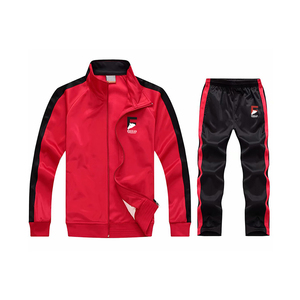 Conjunto Deportivo de Alta Calidad para Hombre, Chaqueta Transpirable de Forro Polar de Poliéster Rojo y Blanco de Manga Larga, para Entrenamiento de Otoño, Fitness, con Logotipo Personalizado - Product Image 2