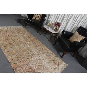 Vintage Turkish Wool <b>Rug</b> 43x84ft Large Area <b>Boho</b> Style Orange Beige Patchwork Design 10mm Thickness Latex for Hallway Room Decor - Product Image 4