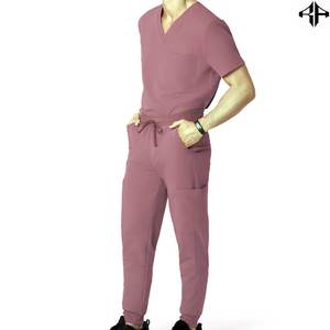 Trajes de fregado de color sólido Ropa de personal de hospital Uniforme médico de moda para camisa y pantalón de hombre Conjuntos de fregado médico - Product Image 3